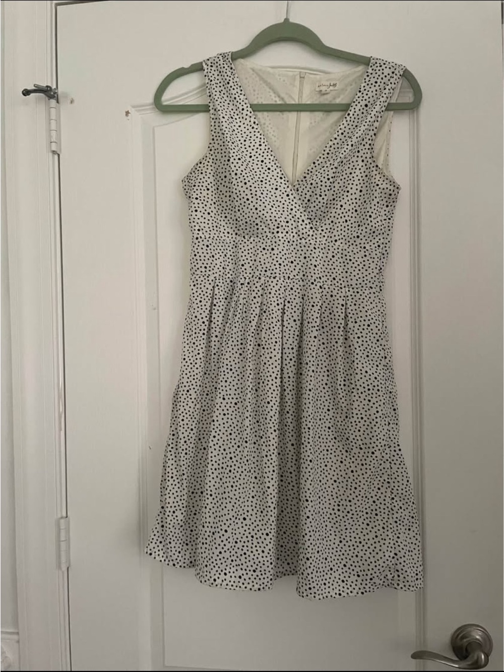 Maison Jules White Polka Dot V-Neck Midi Dress